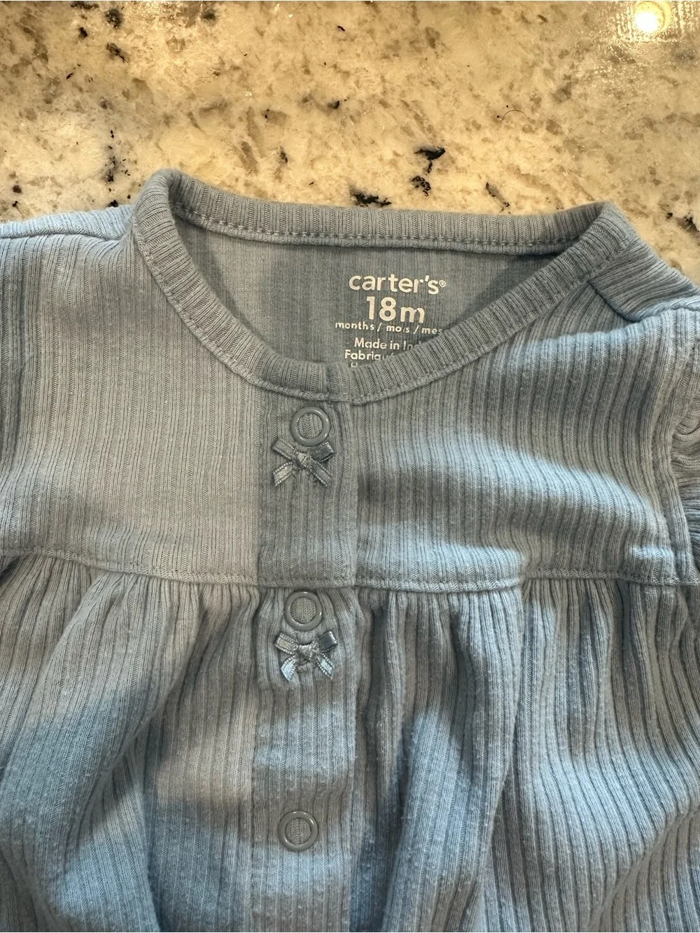 Carter's Light Blue Ribbed Snap-Front Baby Romper